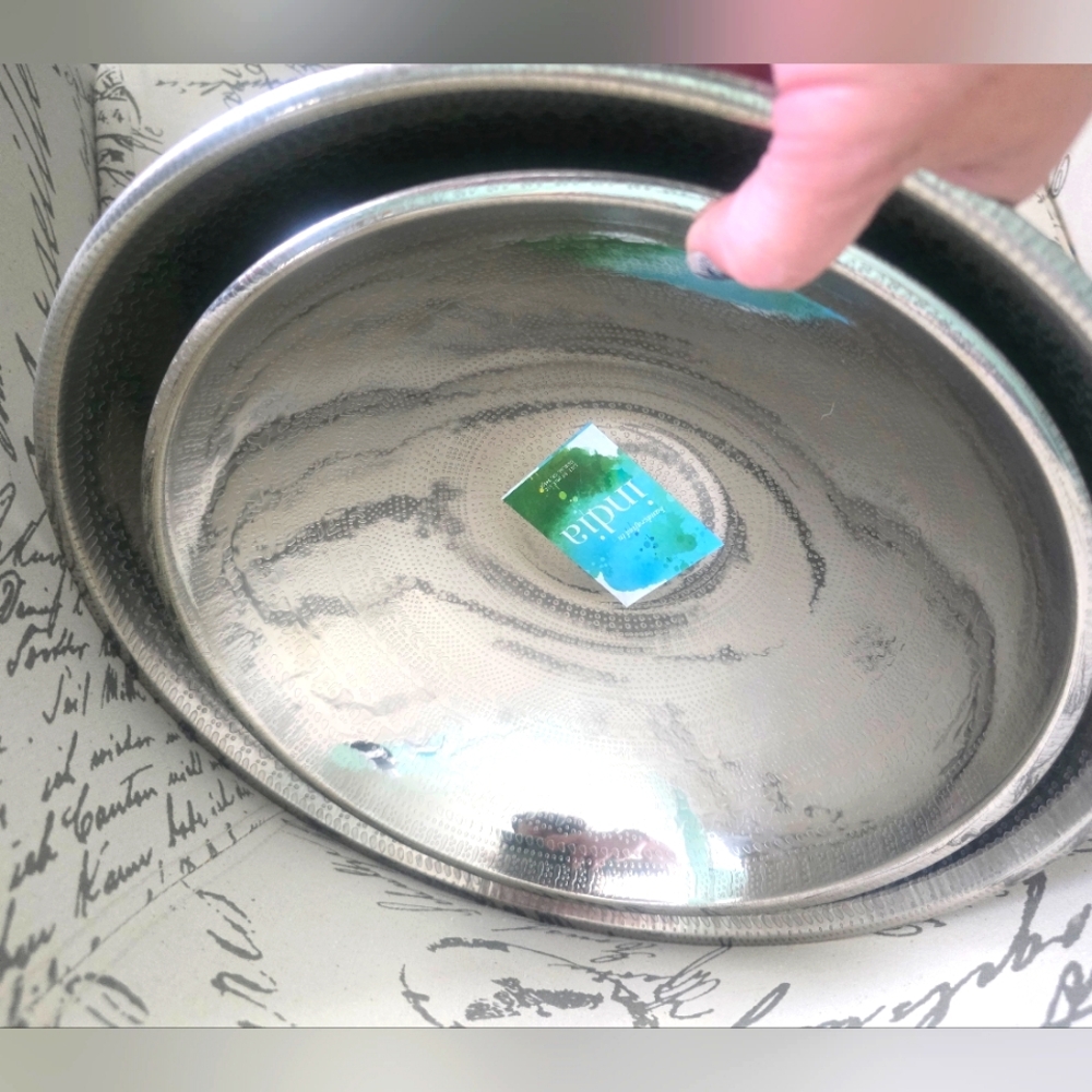 2 set of Etched Silver Bowls Decoration or Food Use Handmade in India New
